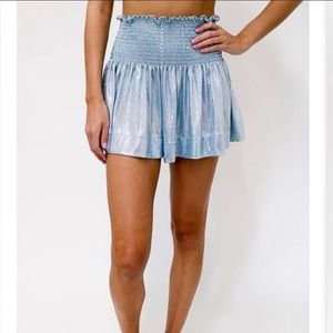 Queen of Sparkles Blue Metallic Smocked Shorts